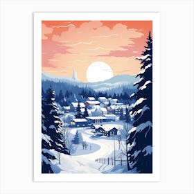 Winter Travel Night Illustration Fairbanks Alaska 1 Art Print