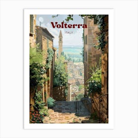 Volterra Italy Streetview Art Illustration Art Print