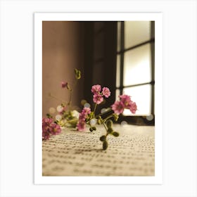 Flowers On A Book Art Print