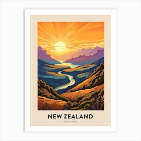 Kepler Track New Zealand 2 Vintage Hiking Travel Poster Art Print