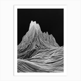 Mullach Nan Coirean Mountain Line Drawing 5 Art Print