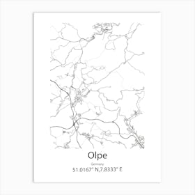 Olpe,Germany Minimalist Map Art Print