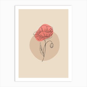 Poppy Flower pink Art Print