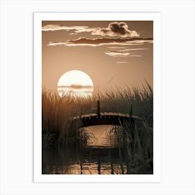 Sunset Over A Bridge Art Print