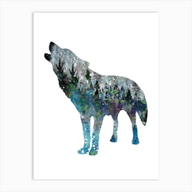 Howling Wolf Watercolor Art Print