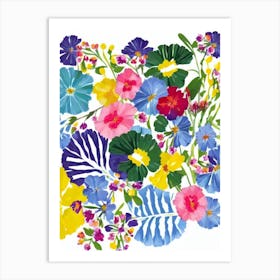 Carnations Modern Colourful Flower Art Print