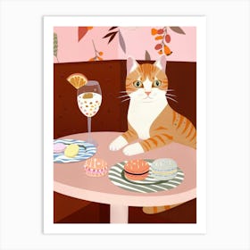 Cat And Macarons 1 Art Print
