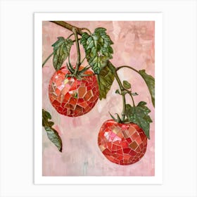 Disco Ball Tomato Tree Mosaic Painting Kitchen Art Print