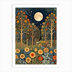 William Morris Sunflowers In The Moonlight Art Print