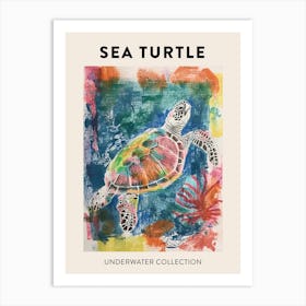 Rainbow Underwater Sea Turtle Crayon Scribble Poster 2 Art Print