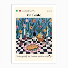 Via Gusto Trattoria Italian Poster Food Kitchen Art Print