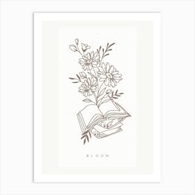 Bloom Monoline Asthetic Mnimalist Drawing Art Print