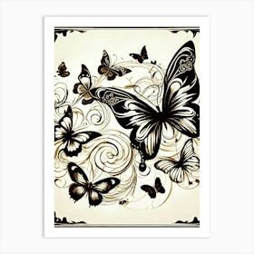 Butterflies And Swirls 1 Art Print