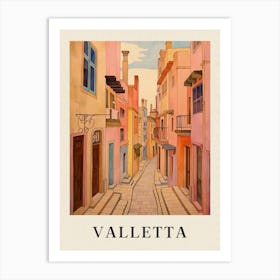 Valletta Malta 3 Vintage Pink Travel Illustration Poster Art Print