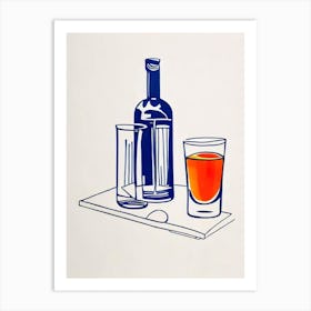 Capirinha 3 Picasso Line Drawing Cocktail Poster Art Print