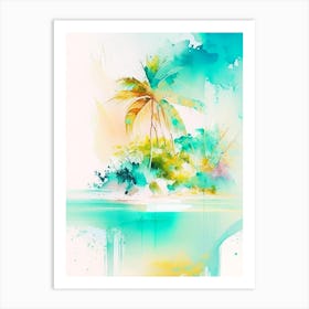 Bahamas Beach Watercolour Pastel Tropical Destination Art Print