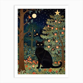 William Morris Black Cat In The Forest 3 Art Print