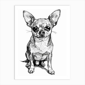 Chihuahua Dog Line Sketch 2 Art Print