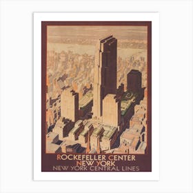 Rockefeller Center New York Vintage Travel Poster Art Print