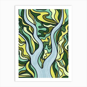 Abstract Landscape: Water & Trees Art Print