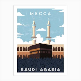 Mecca, Saudi Arabia — Retro travel minimalist poster Art Print