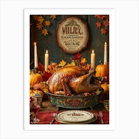 Authentic Turkey Centerpiece Bursting With The Warm Hues Of A Thanksgiving Festival Theme Position 2 1 Art Print