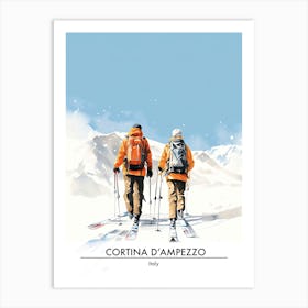 Cortina D Ampezzo   Italy, Ski Resort Poster Illustration 0 Art Print