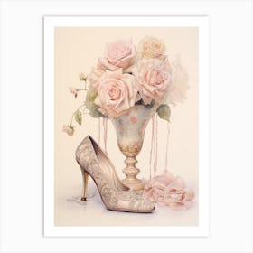 Bridal Shoes and roses - vintage items Art Print