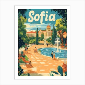 Aihrgdesign A Mid Century Modern Travel Poster For Sofia Art Print