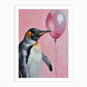 Cute Emperor Penguin 1 With Balloon Art Print