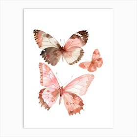 Watercolor Butterflies Isolated On White Art Print