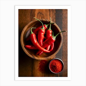 Red Chili Peppers In A Bowl 1 Art Print