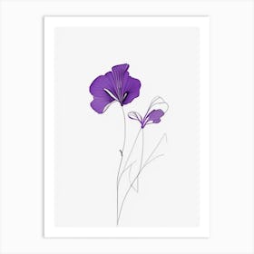 Violets Floral Minimal Line Drawing 3 Flower Art Print