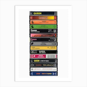 Queen - Music Poster - Albums on Cassette Print Art Print