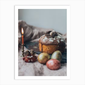 Easter Cake With Candles Art Print