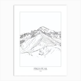 Pikes Peak Usa Line Drawing 4 Poster Art Print