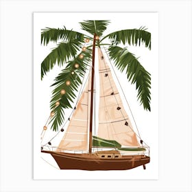 Sailboat With Palm Tree Art Print