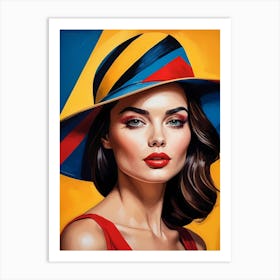 Woman Portrait With Hat Pop Art (25) Art Print
