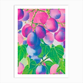 Damson Risograph Retro Poster Fruit Art Print