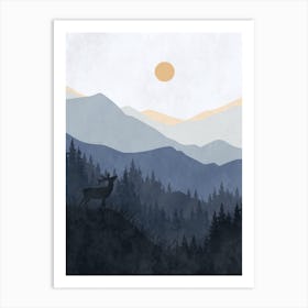 Deer In The Mountains 4 Art Print