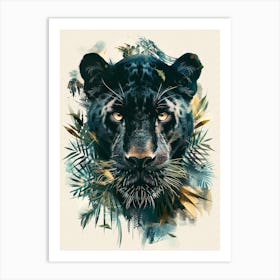 Double Exposure Realistic Black Panther With Jungle 38 Poster