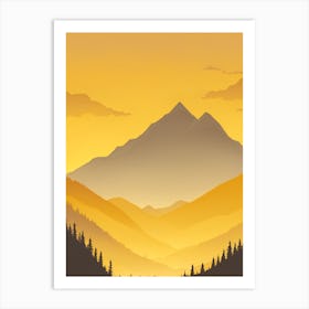 Misty Mountains Vertical Composition In Yellow Tone 11 Art Print