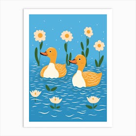 Ducks In Water Art Print