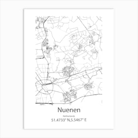 Nuenen,Netherlands Minimalist Map Art Print