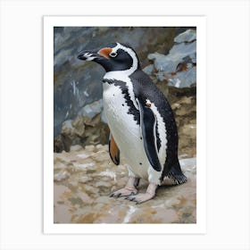 Adlie Penguin Santiago Island Oil Painting 4 Art Print