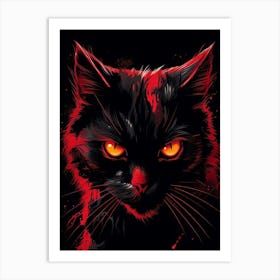 Black Cat With Red Eyes Art Print