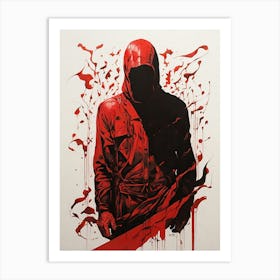 Red Hooded Man Art Print