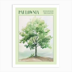 Paulownia Tree Atmospheric Watercolour Painting 2 Poster Art Print