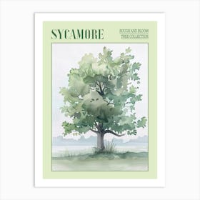 Sycamore Tree Atmospheric Watercolour Painting 3 Poster Art Print