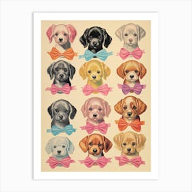 Collection Of Vintage Dogs Ribbons Kitsch Art Print
